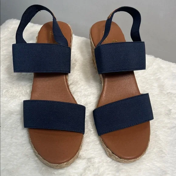 Tommy Bahama Navy Sakura Wedge Espadrille Sandal sz 6.5 - Picture 2 of 8